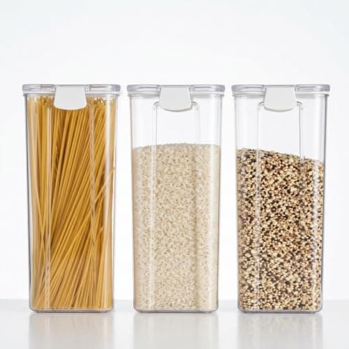 3-Piece Acrylic Legume Storage Container Set, 1800ml Capacity Each, Grain, Spice and Dry Ingredient Storage.