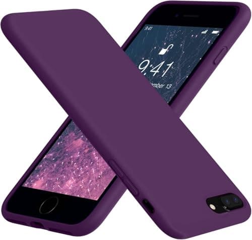 ELMO3EZZ Compatible with iPhone 8 Plus Case, iPhone 7 Plus Case, Soft Silicone Gel Microfiber Lining Hard Shell Full-Body Protective Case Cover for iPhone 7 Plus /8 Plus - Midnight Green (Grape) Cellular phone case