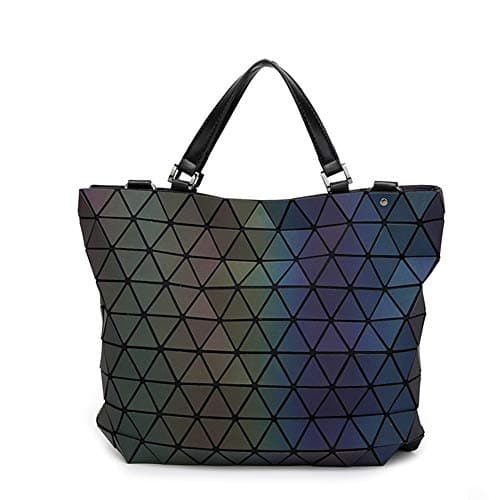 Luminous Geometric Purses and Handbags Women Tote Bag Holographich Flash Reflactive Crossbody Bag Backpacks, Luminous a M, Large