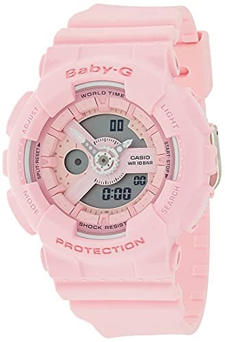 Baby G Watch for Women, Quartz Movement, Analog-Digital Display, Pink Resin Strap (BA-110-4A1DR)
