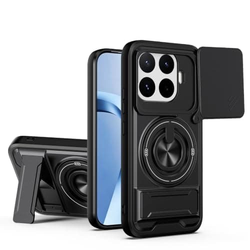 GOLDEN MASK Compatible With Xiaomi 17T Ring Case With stand And Camira Holder Case (Black) Cellular phone case