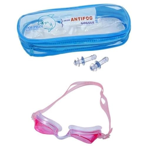 Anti Fog Swimming Goggles with Ear Plugs | Carry bag included, for kids and adults, adjustable strap, eye protection, full set