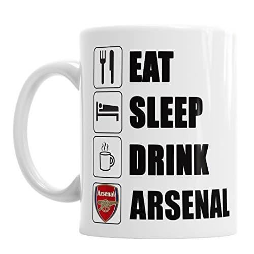 Eat Sleep Drink Arsenal Fathers Day Football Fan Birthday Coffee Tea Mug Gift, Black Drinking cup