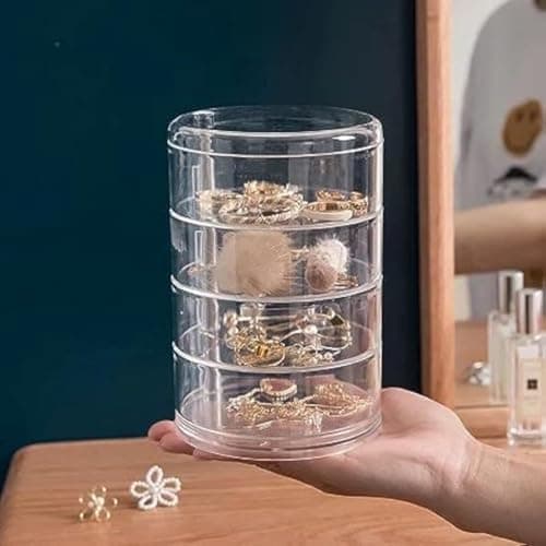 Round Clear Acrylic Cosmetic Accessories Organizer - 5 Levels Caddy
