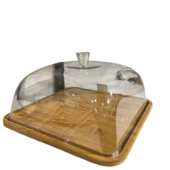 Wooden Tart Plate with Clear Lid - Sturdy Base with Elegant Design - Suitable for Cake, Gatew, Bakery AR