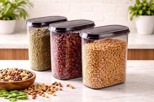 Generic Food Storage Container Set of 3, 3.1L, PP5 Plastic with Clip Lids, .hg