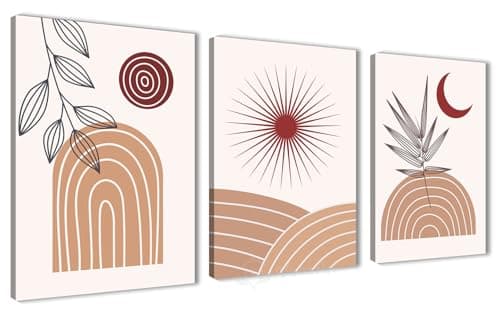 NOVA ART Canvas Wall Art Modern Style Abstract Painting Geometric Shapes Painting Wall Decor for Bedroom Living Room Office Etc Modern Home Decor 30cm x 40cm x 3pcs #NA2