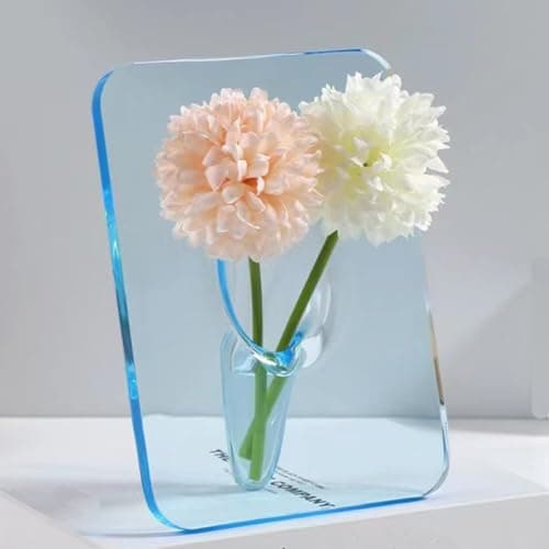 Modern Transparent Acrylic Flower Vase with Decorative Stand Sleek Contemporary Desktop Floral Centerpiece for Home Office and Interior Spaces