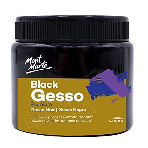 Mont Marte Black Gesso 17oz (500ml), Universal Primer, Suitable for All Paints Including Acrylic and Oil
