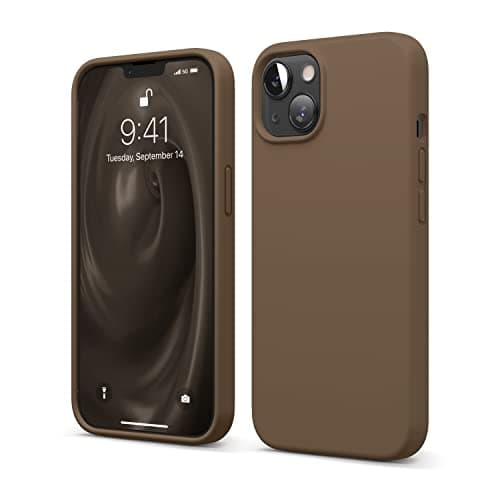 elago Compatible with iPhone 13 Case, Liquid Silicone Case, Full Body Screen Camera Protective Cover, Shockproof, Slim Phone Case, Anti-Scratch Soft Microfiber Lining, 6.1 inch (Brown) Cellular phone case