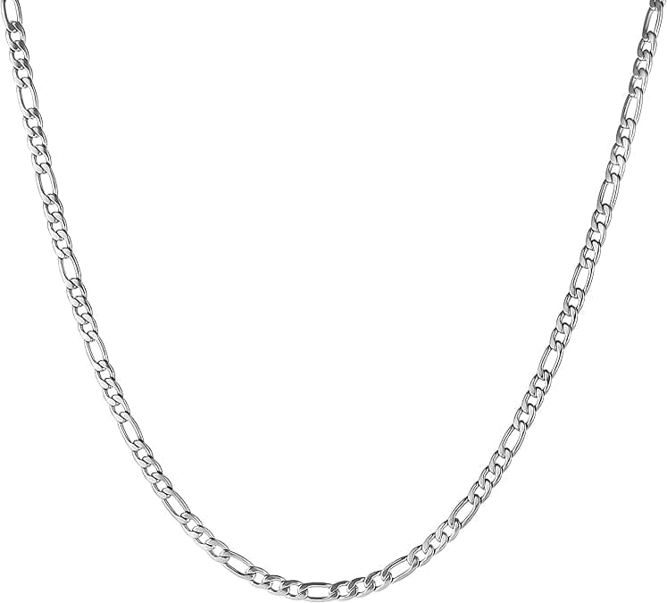 NUBIAA Stainless Steel 26in Figaro Chain Necklace, 7.5mm for Men and Women