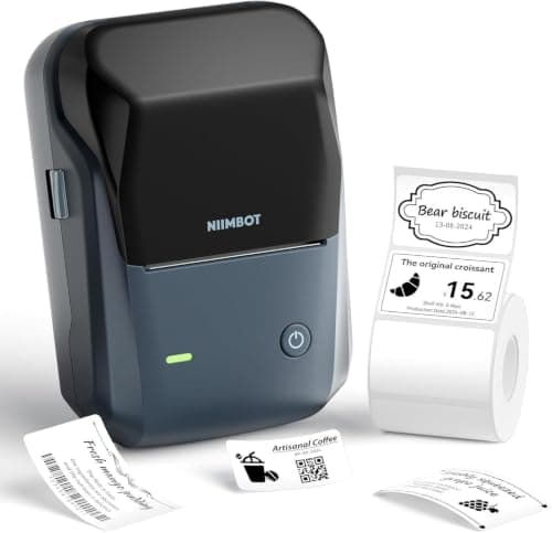 NIIMBOT B1 2-Inch Bluetooth Label Maker for Phone and PC, Blue | Edit labels by Bluetooth phone connection or USB-C computer connection with more than 500 templates Printer