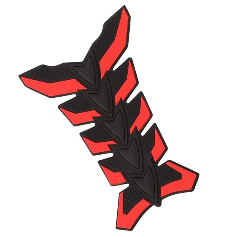 KaberTrade 3D Motorcycle Rubber Tank Pad, Fish Bone Design Fuel Tank Protector Sticker (1 Piece, Red*Black, Code:8441) Sticker decal