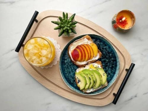 Generic Melamine wood tray; water- and steam-resistant, and washable with water, Heavy-duty, rust-resistant metal handles; dimensions: 29 x 39 cm, Wood thickness: 18 mm, .soh