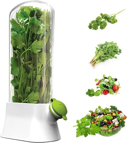 Fresh Herb Storage Container for Refrigerator Jumbo Storage Container for Cilantro, Mint, Parsley, Dill, Leafy Vegetables in an Organized and Long Lasting Way