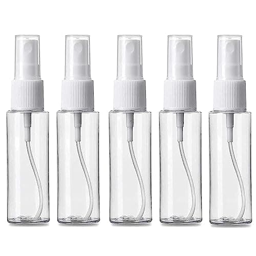 Fine Mist Spray Bottle Set (5 Pack), 120ml Refillable Cosmetic Containers, Empty Plastic Spray Bottles Small Clear