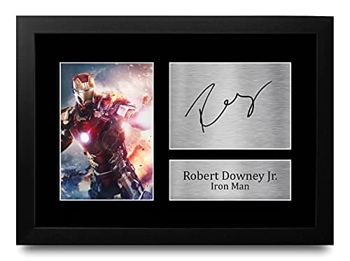 HWC Trading FR Robert Downey Jr Gift Signed FRAMED A4 Printed Autograph Iron Man The Avengers Gifts Print Photo Picture Display Wall art