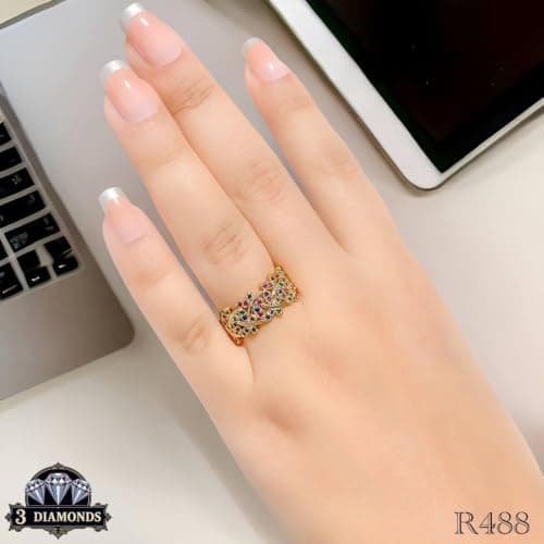 3 Diamonds 3370159539219 Women's Butterfly Ring - Gold Plated with Zircon Stone
