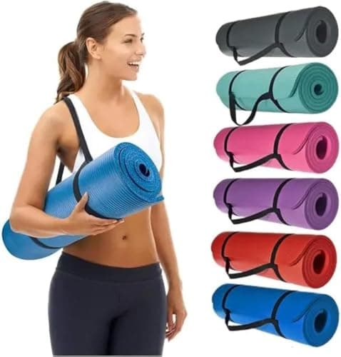 183 * 61cm High Density NBR Foam Yoga Mat Exercise Mat Non Slip Waterproof | Waterproof and tear resistant, flexible training pad, built-in carrying strap, for home exercises