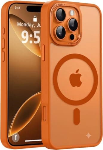 Case Cover Translucent Matte Slim Shockproof Magnetic Phone Case (Compatible with iphone 16 Pro) Women Men Girl Boy Protective Cover (Orange) Cellular phone case