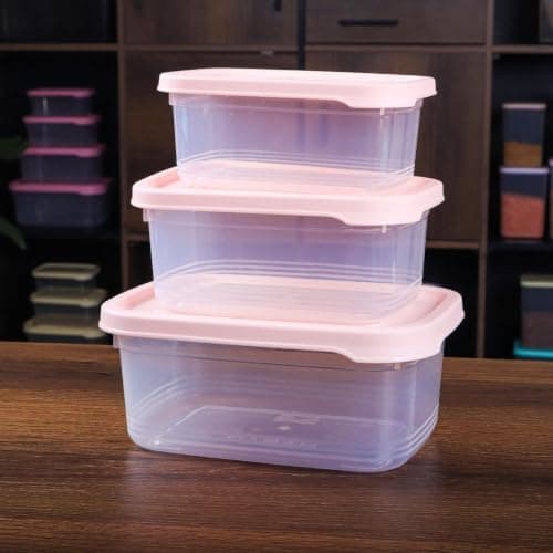 Airtight Plastic Food Storage Containers 3 Pack 1L 1.5L 2.5L Microwave Safe