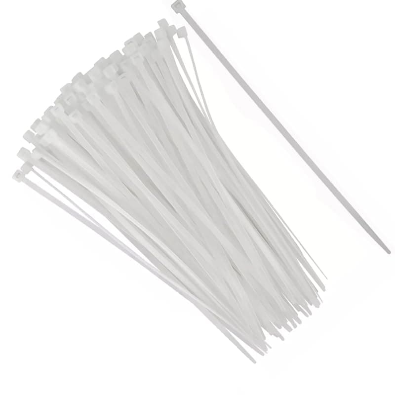Cable Jumper Plastic Tie, Aviz Heavy Duty Self Locking Utility Belt (100 Bands, White, 37cm, 4.8mm) - by KaberTrade