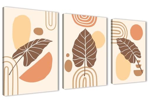 NOVA ART Abstract Canvas Wall Art Beige Orange Brown Painting Modern Minimalist Wall Decor for Bedroom Living Room Office Etc Modern Home Decor 30cm x 40cm x 3pcs