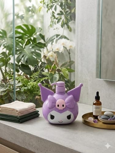 Children Room Decor - Purple Cartoon Soap and Shampoo Dispenser with Pump Reusable Liquid Container Unique Gift Idea for Girls and Kids