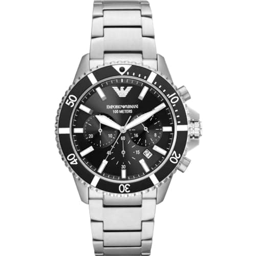 Emporio Armani Men's Chronograph Stainless Steel Watch 43mm Case Size