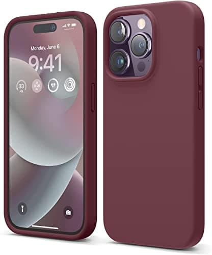 Silicone Case With Microfiber Lining For Apple Iphone 14 Pro Max 6.7 Inch (Burgundy) Cellular phone case