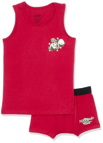 Dice Boys Tank Top with different prints and Boxer Shorts,Dark Red 2-3 Years Coordinated outfit