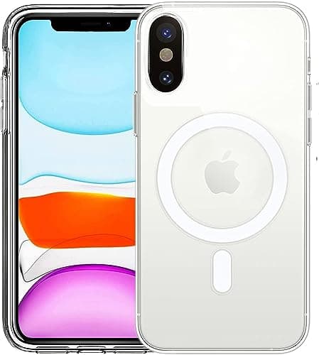 Magnetic Case for iPhone XR Case, [Non-Yellowing & Compatible with Mag-Safe], Shockproof Protective Phone Case Slim Thin, Hard PC with Soft Edges, Cover for iPhone XR-Clear Cellular phone case