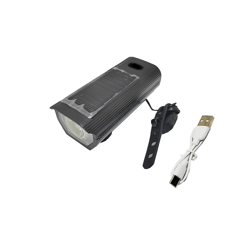 KaberTrade LED Bicycle Light - Solar Powered & USB Charging - Built-in Cycle & Electronic Horn - Waterproof - Night Driving - (USB & Solar Charging, Code:10374)