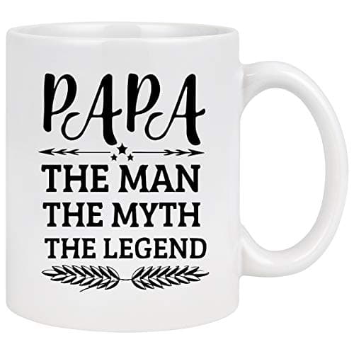 YHRJWN Papa The Man The Myth The Legend Dad Coffee Mug Best Papa Dad Ever Coffee Mug Fathers Day Mugs for Dad Grandpa from Daughter Son 11 Ounce Drinking cup