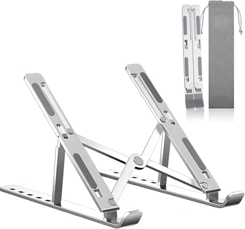 Laptop Stand Adjustable, Ergonomic Aluminum Foldable Desktop Holder, Portable Riser for MacBook, HP, Dell, Lenovo, Notebooks and Tablets Portable electronic device stand