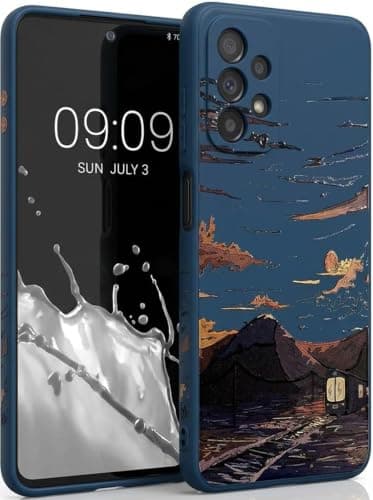 Case Compatible with Samsung Galaxy A13 / A23 - Ultra HD Long Lasting UV Printing Design on Back and Sides - Matte Surface Anti-Fingerprint (Mountain Home at Sunset) Cellular phone case