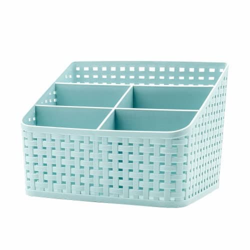 Storage Basket, Cosmetic Box Organiser,Plastic Storage Box Desktop 5 Grid Sub-grid Storage Case Multi-function Storage for Desktop Office Bedroom Countertop Home Kitchen-Blue Caddy
