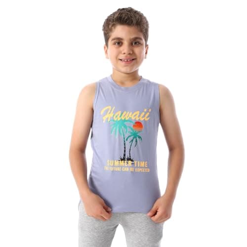King Tout for Ready-Made Garments Boys Sleeveless Printed Tank Top Slevelees T-Shirt (pack of 1)