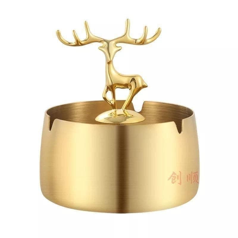 Deer Metal Ashtray - Gold Plated Decorative Ashtray for Desk, Table, Home Decor
