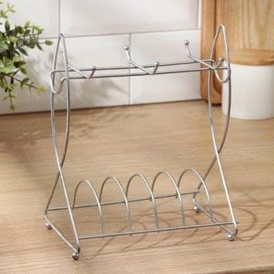 Generic Stainless steel coffee set holder (rust-resistant), Tea and coffee cup holder, Holds up to 6 cups, Includes space for coasters or saucers and desserts,db