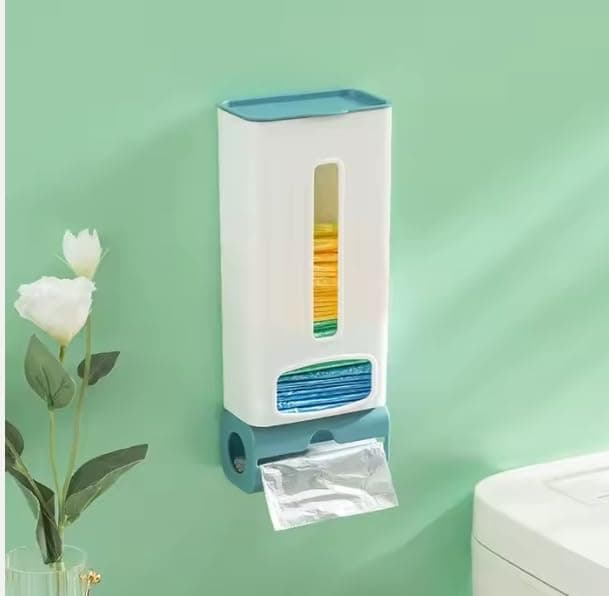 Plastic Bag Storage Container with Lid and Roll Holder for Kitchen Bathroom Multi-Purpose Home Organization and Easy Access Bag Dispenser Item container