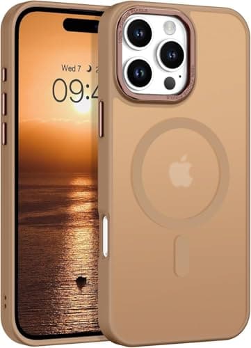 Case Cover Translucent Matte Slim Shockproof Magnetic Phone Case (Compatible with iphone 16 Pro) Women Men Girl Boy Protective Cover (Brown) Cellular phone case