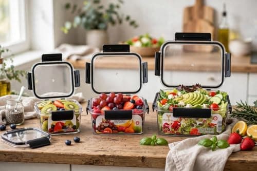 3-in-1 Fridge Container Set,3 sizes in one box (2500ml - 1000ml - 400ml) Pure acrylic, shock-resistant – won’t break,Airtight, or storing food, .ho