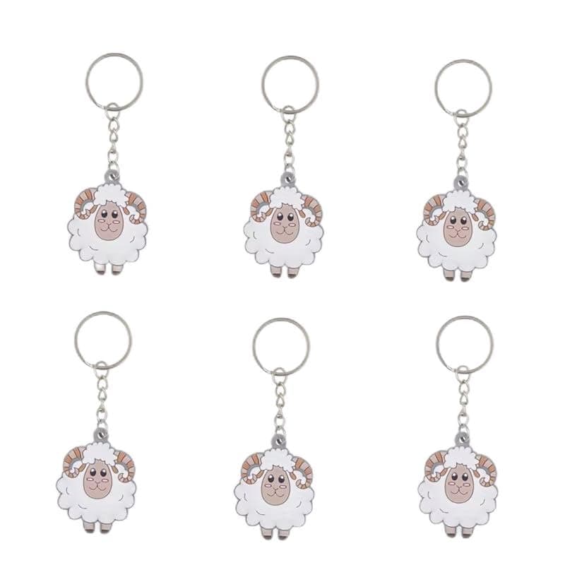 Cute Cartoon Sheep Shape Keychain Rubber Material Size 9.5cm White Unique Gift for Kids