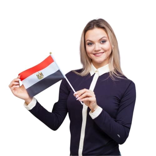 Set Of 12 Egypt Stick Flags, Handheld Egyptian Flags For Festivals, World Cup And National Day Events, Double-Sided Desk Flag For Parties, Celebrations And Decorative (Medium 32x20 Cm) Banner