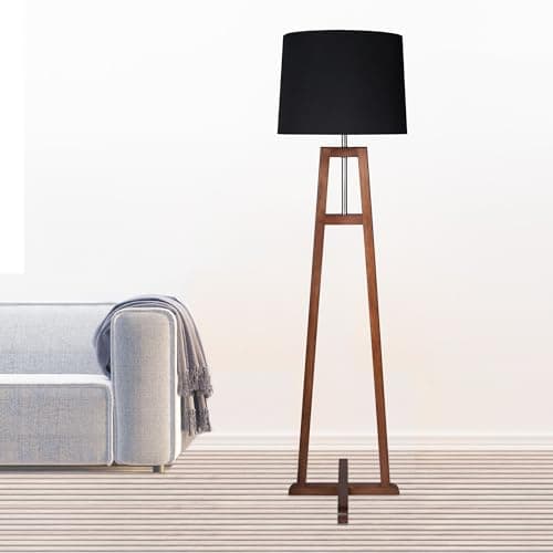 ElRawda Lighting El Rawda RL-FL-A-001 Modern and Elegant Dark Wood Floor Lamp High Quality for Living Room or Bedroom - Black