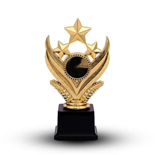 3 Star Premium Gold Honor Shield with Sturdy Base - Perfect for Sports Awards, School Competitions, and Honoring Outstanding Employees Sporting goods