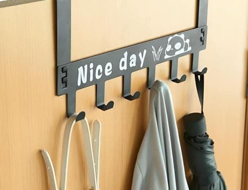 Metal Over The Door Hanger Hook Rack With 6 Sturdy Hooks For Clothes Towels Bags And Accessories Heavy Duty Door Organizer Without Drilling Necessary Storage hook