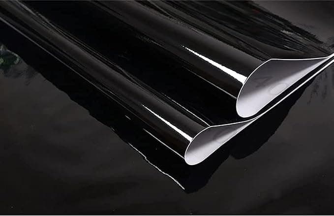 SAcar 60cm x 5m Glossy Black Self Adhesive Wallpaper Plastic Roll Back Waterproof Peel and Stick Vinyl Film For Kitchen Room