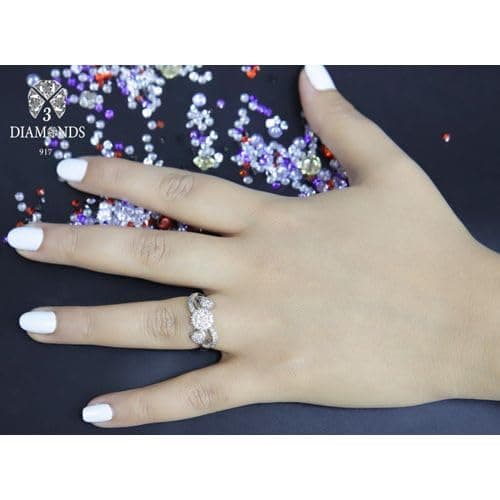 3 Diamonds 292474661779157 Platinum Plated Ring for Women with Zircon Stone - Silver